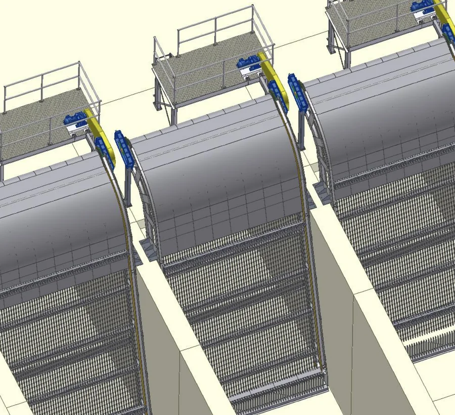 Rotary rake screen