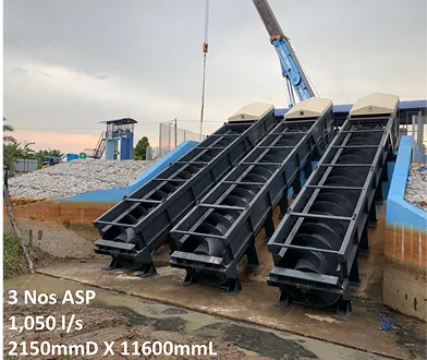 Parit Merbau — Archimedean screw pumps